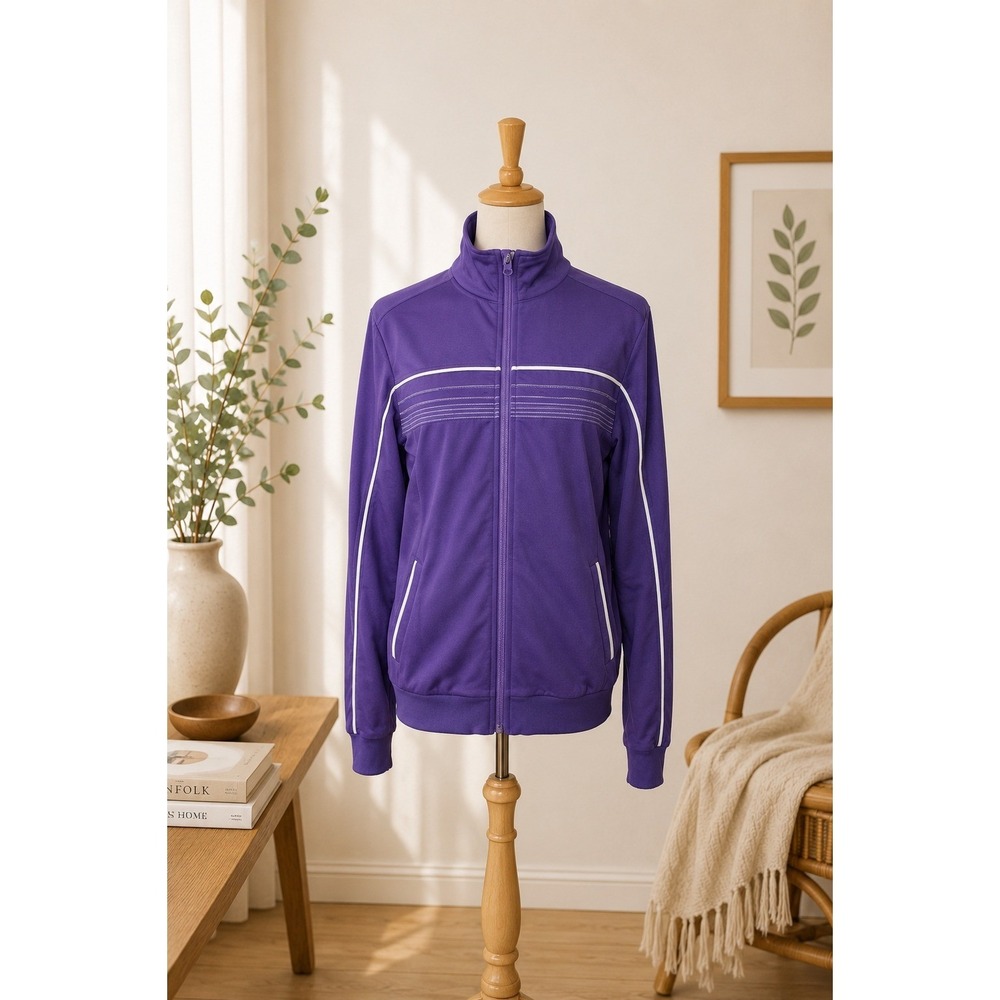Lululemon Purple Full Zip Track Jacket Size Large Reflective Stripe Athleisure